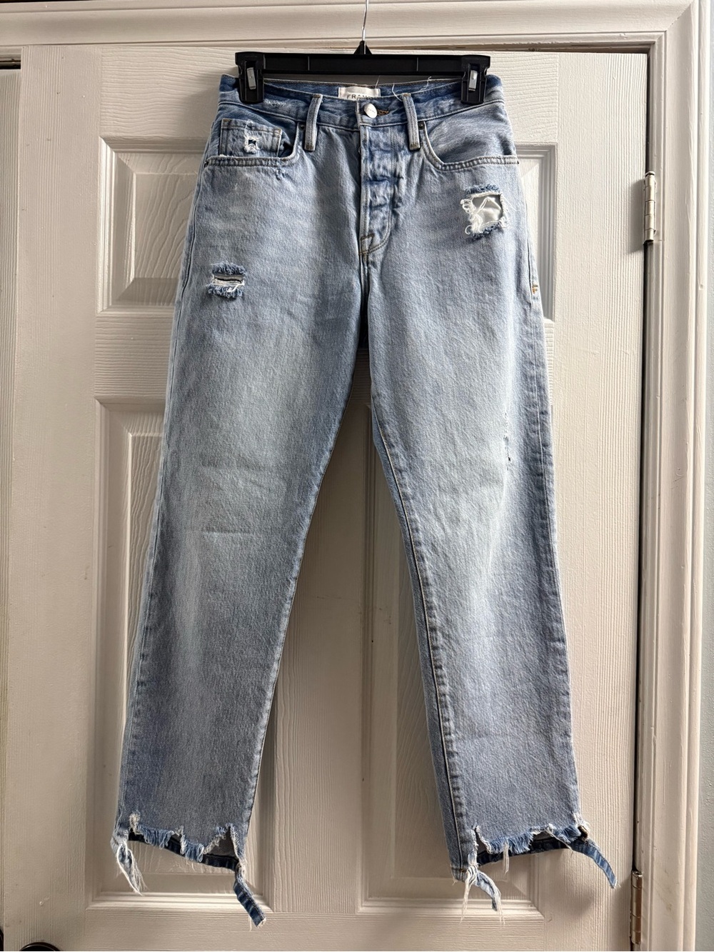 Frame Le Original Distressed High Rise Straight Leg Jeans Size 24